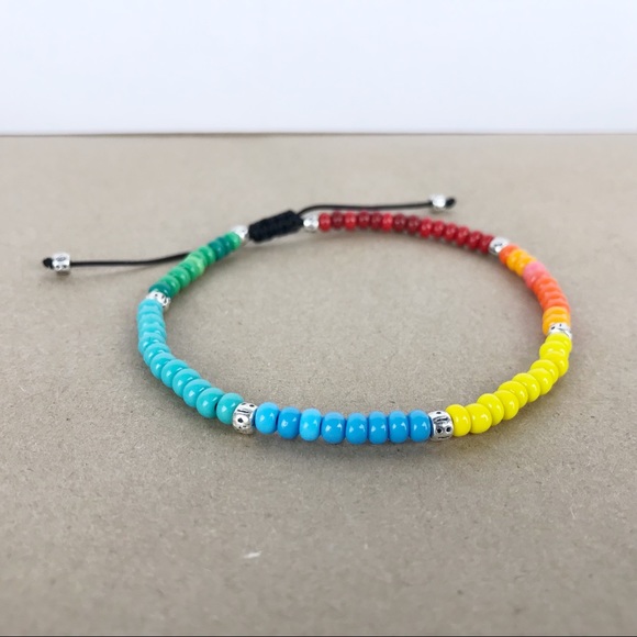 Handmade} Pride & LGBTQ Rainbow Glass Bracelet - Picture 2 of 4
